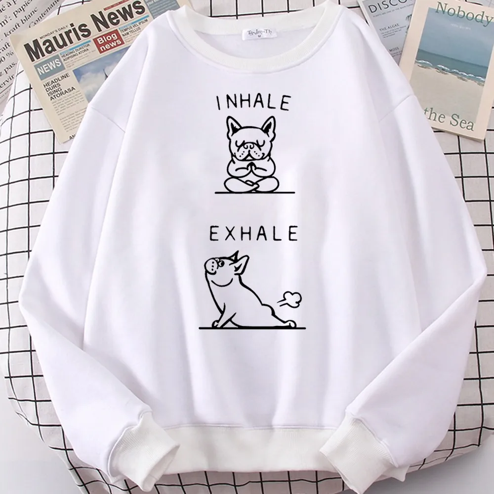 

Толстовки с принтом Beagle Yoga I NHALE E XHALE толстовки с надписью Смешные Толстовки с изображением французского бульдога для любимых собак Толстовк...