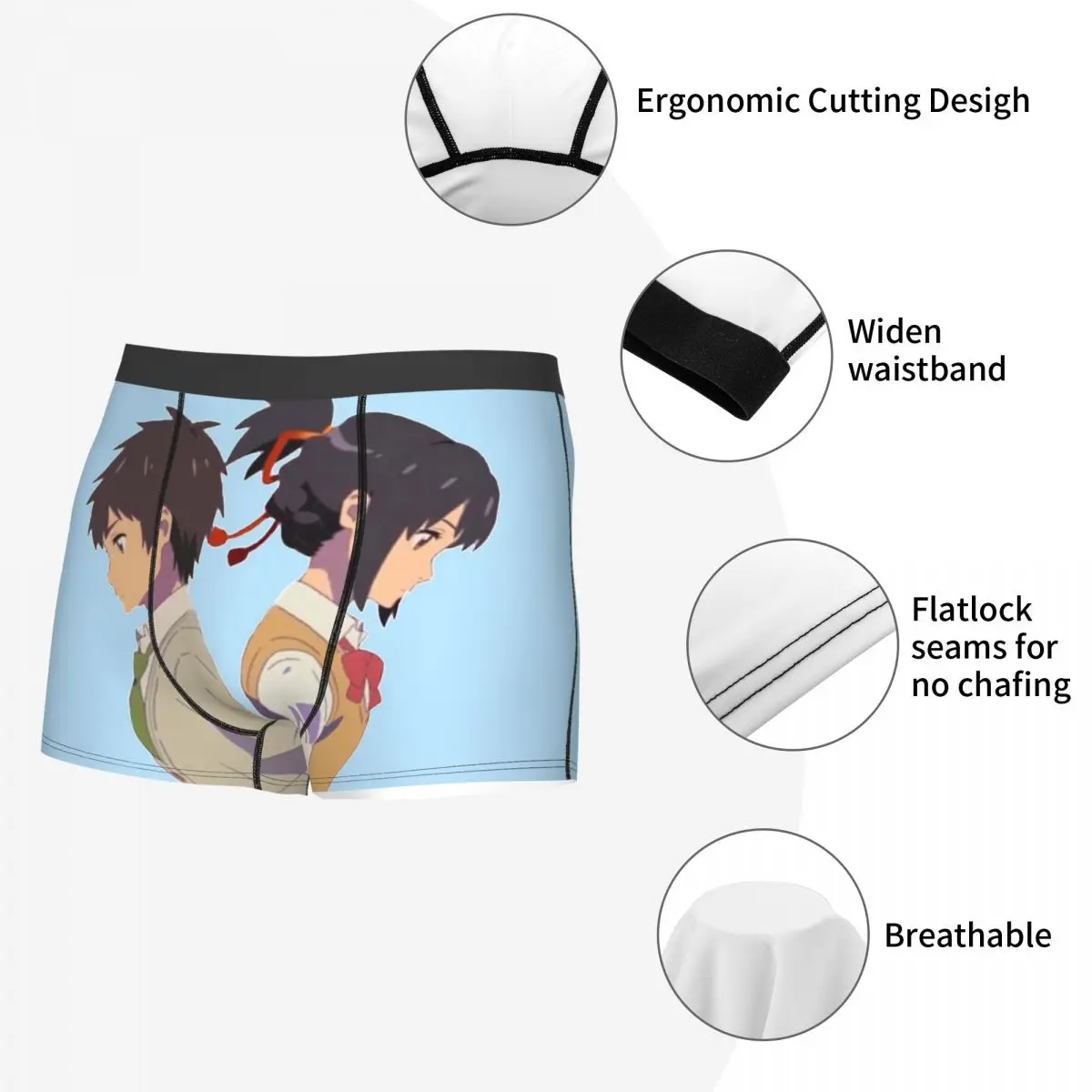 Kimi No Na Wa Your Name Makoto Shinkai Tachibana Taki Miyamizu Mitsuha трусы Мужское нижнее белье шорты Боксеры