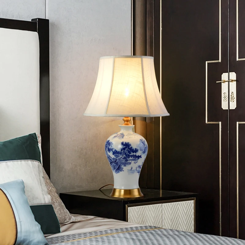 Настольная лампа прикроватная для спальни китайская креативная настольная в