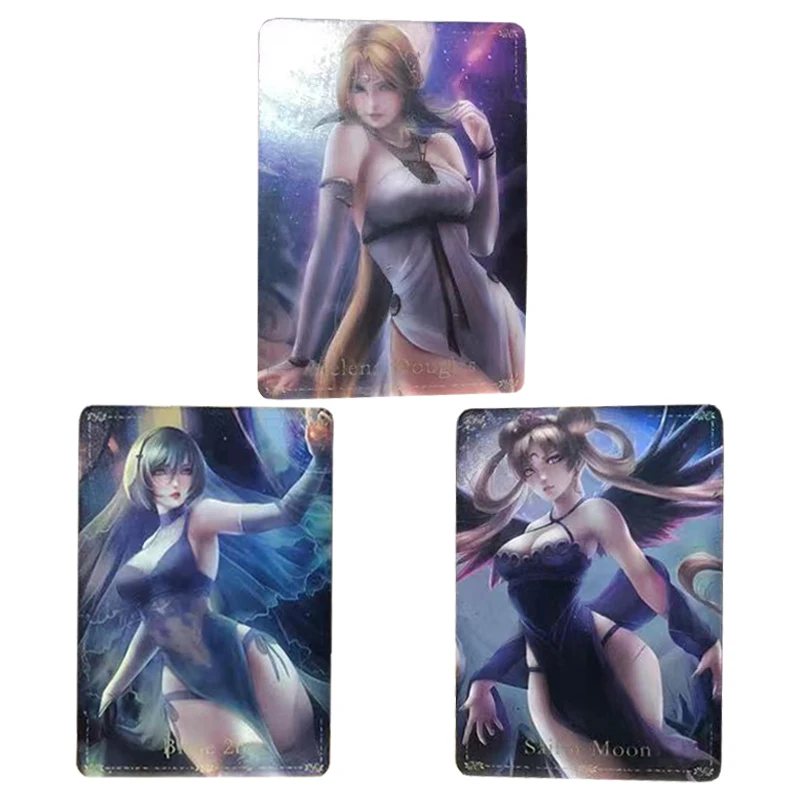 Набор из 3 штук карт Final Fantasy VII Refraction ACG с сексуальными кавайными девушками Аэрис и Тифой из аниме-сериала.