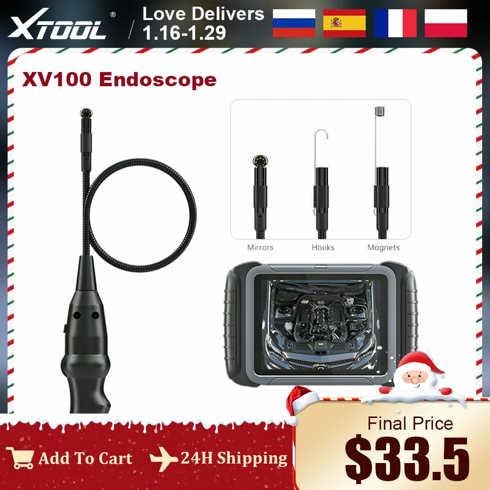 

XTOOL XV100 Waterproof 8.5mm HD Endoscope Camera Micro 8 LED IP67 Car Endoscope Inspection Borescope For XTOOL D8/X100 PAD3/A80