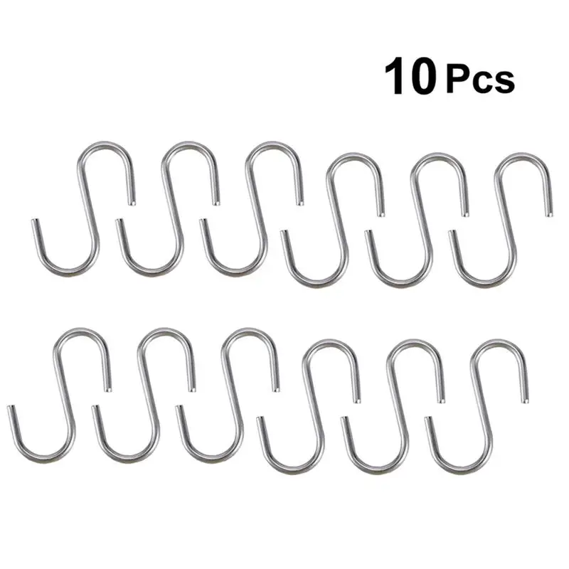 

10Pcs Heavy Duty Zinc Plating S Shaped Hooks Kitchen Spoon Pan Pot Utensils Hangers Clasp Over The Door Closet Clothes Rack Tool