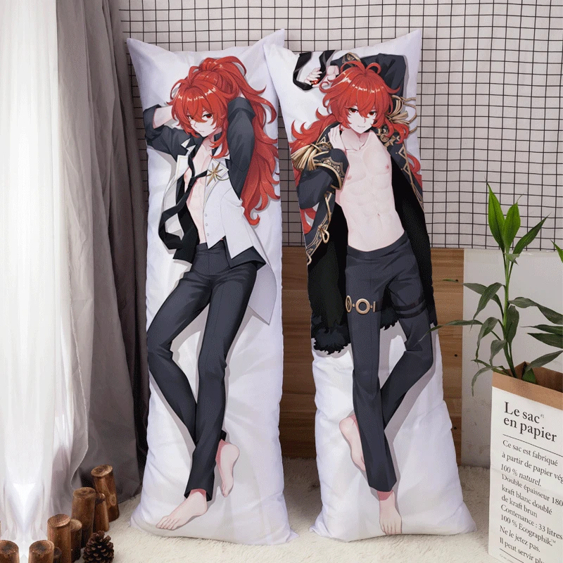 Купи Color Cosplayer Genshin Impact Diluc Dakimakura Cover Cool Man Hugging Body Pillow Case Bedroom Bedding Cushion Cover за 807 рублей в магазине AliExpress