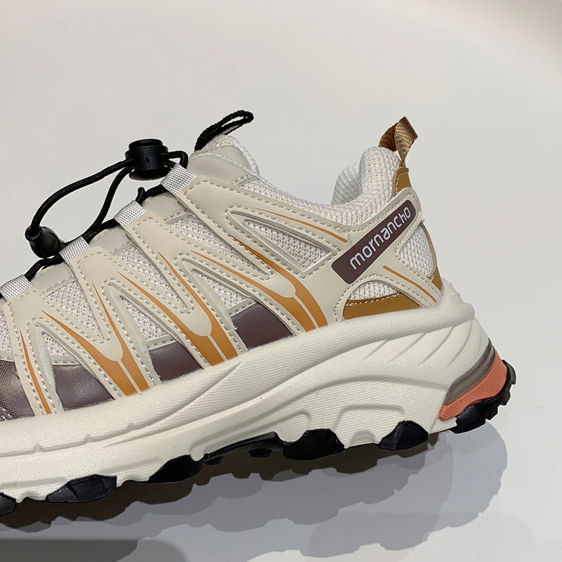 Sports Casual Shoes Women 2023 New Breathable Thick Soled Outdoor Hiking Jogging Lace-up Match Color Women Shoes Leather