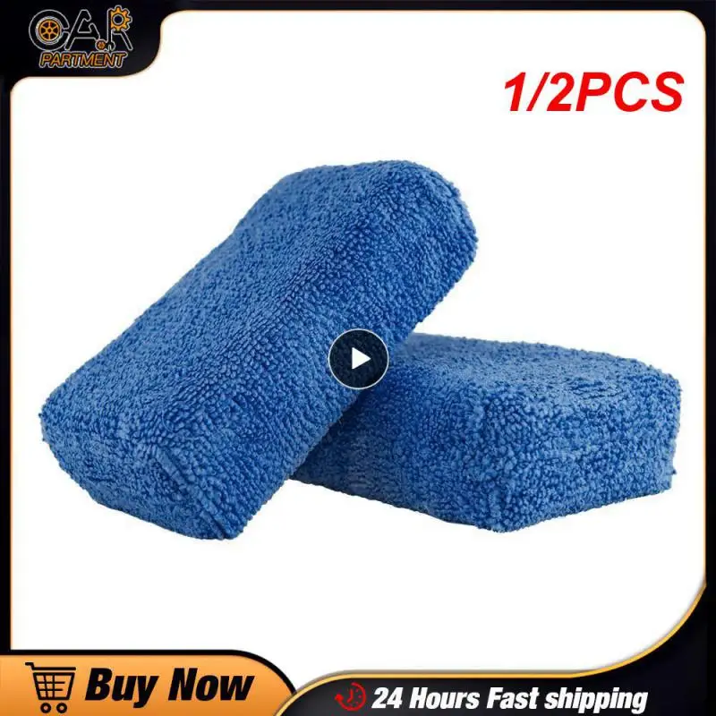 

1/2PCS Premium Grade Microfiber Applicators Sponges, Cloths, Blue (Pack of 8) 12*8*4cm Car Care Microfibre Wax Polishing