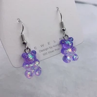 cute candy color acrylic animal bear drop earrings for girls children fashion dangle earring birthday gift party lovely jewelry