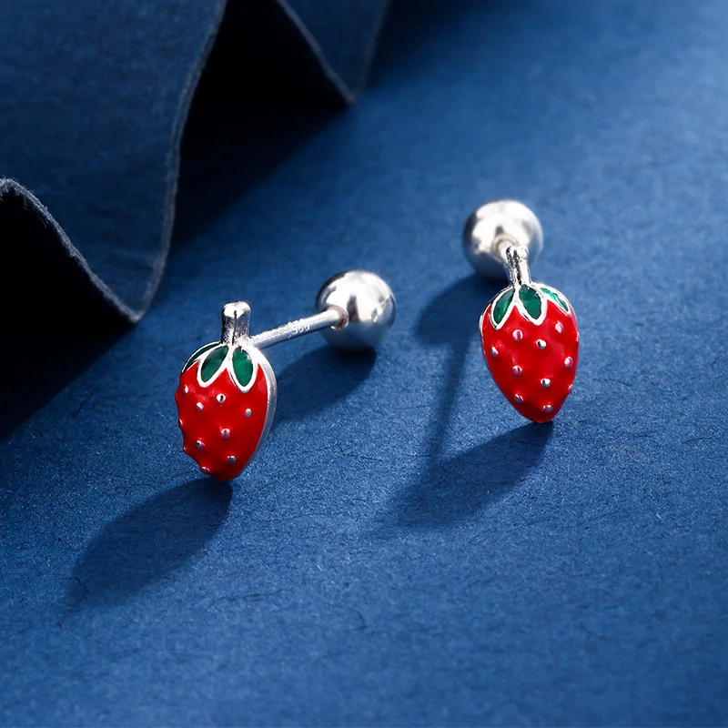 Шикарные Серьги-гвоздики В Форме Красной Клубники Для Женщин И Девочек Ювелирные
