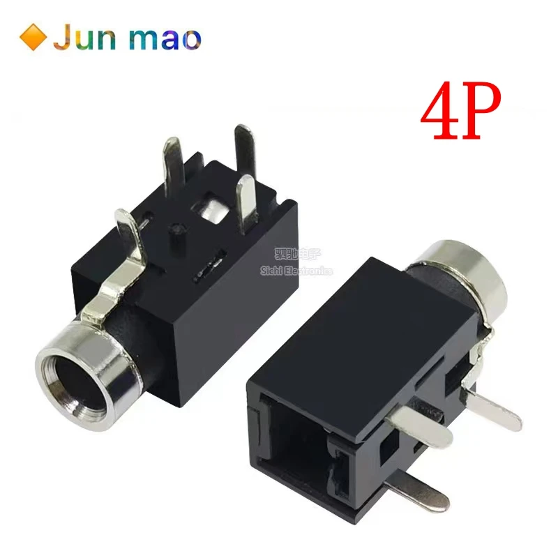 5 шт. PJ-210 разъем для наушников 4-контактный 3-контактный разъем с маленькой головкой диаметром 2,5 мм аудио гнездовой разъем световое отверстие