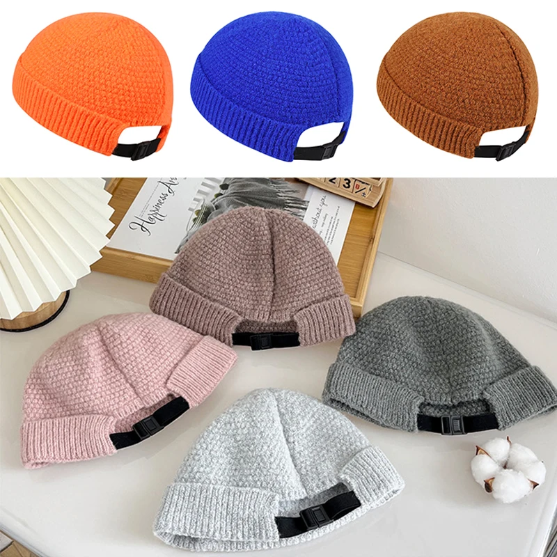 

New Knitted Beanie Autumn Winter Melon Skin Hat for Women Men Boys Girls Skull Caps Solid Color Landlord Hat Unisex Baseball Cap