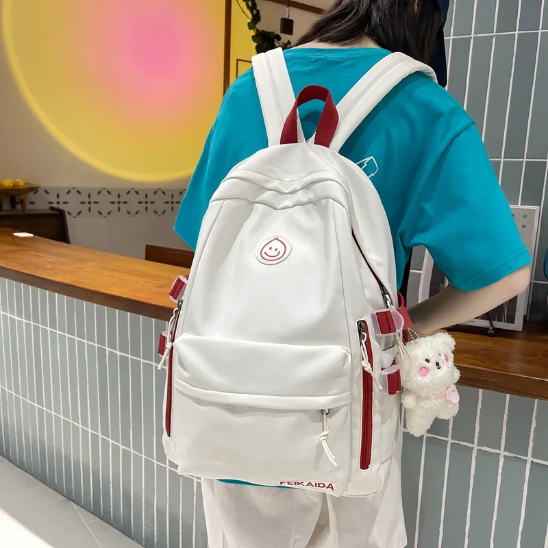 

Large High School Backpack Women Nylon Simple Solid University Student School Bags for Teen Girls Bookbag Casual College Style