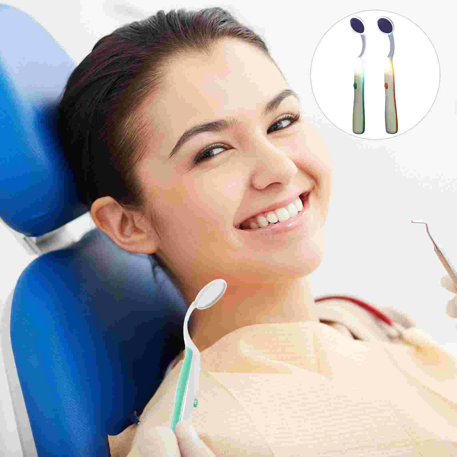 

2 PCS Household Tools Stomatoscope Material Teeth Inspection Mirror Oral Care Tools Lighted Mirror