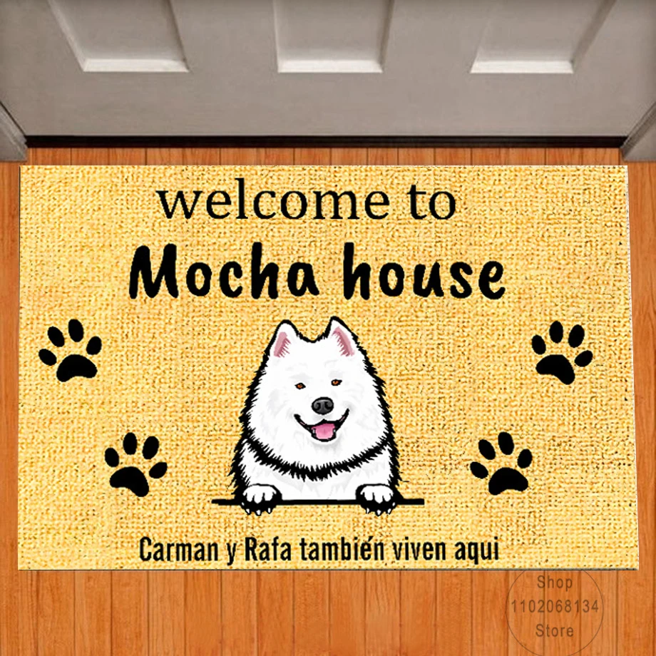 

Custom Doormat Personalized giftsText Name Pet Dog Cat Photo No Need to Knock We Know You're Here,indoor/outdoor carpet Door mat