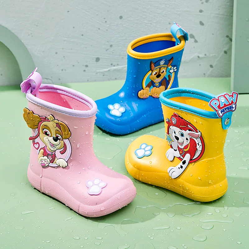 

Paw Patrol Kids Shoes for Girls Waterproof Non-slip Kids Silicone Rain Boots Boys 3D Fashion Low Tube Wellies Baby Water Shoes