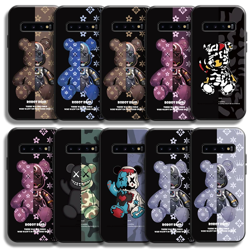 

Fashion Luxury Bear For Samsung Galaxy S10 S10 Plus S10E S10 Lite S10 5G Phone Case Carcasa Black Funda Back Coque