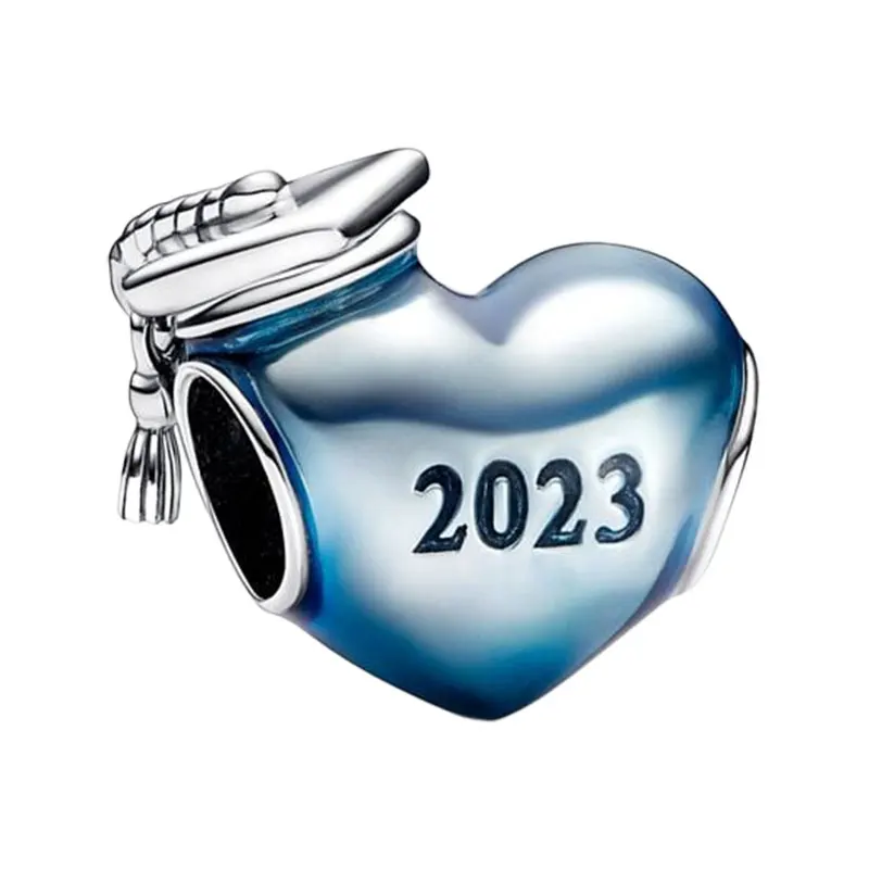 

Прозрачные синие эмалевые округлые сердца, подвески, бусины для женщин, серебряные Изящные ювелирные изделия, подвеска, бахрома, шапочка на выпускной, 2023