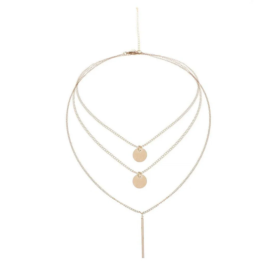 

Sequins Simple Popular Necklace Temperament Bar Multilayer Metal Necklaces & Pendants