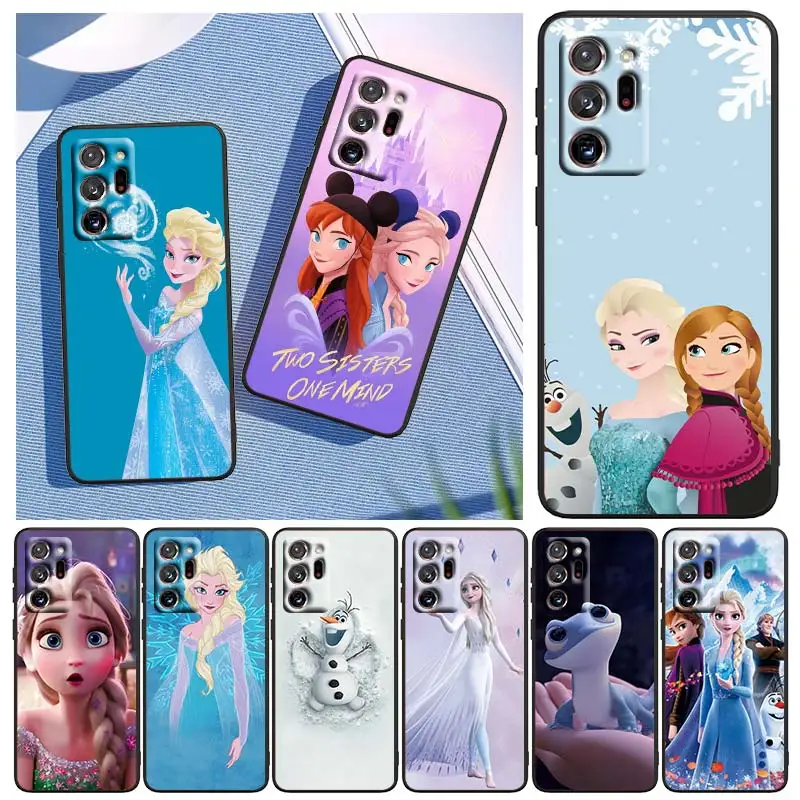 

Gril Frozen Elsa Anna For Samsung Note 20 10 9 Ultra Lite Plus A73 A70 A20 A10 A8 A03 F23 M52 M21 j7 j6 Black Phone Case