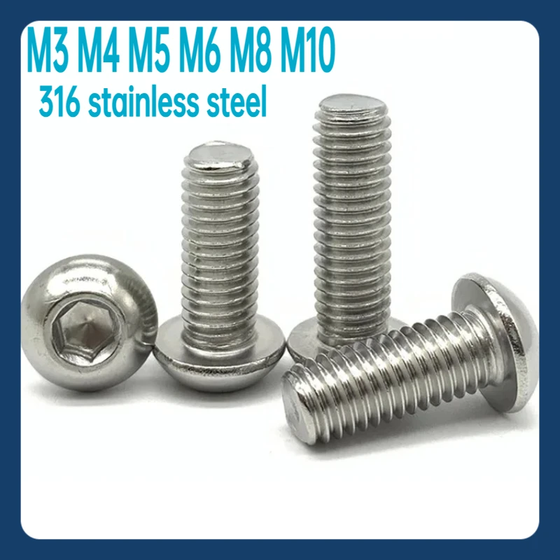 

Винт с шестигранной головкой и полукруглой головкой M3 M4 M5 M6 M8 M10 Болты с шестигранной головкой Нержавеющая сталь 316