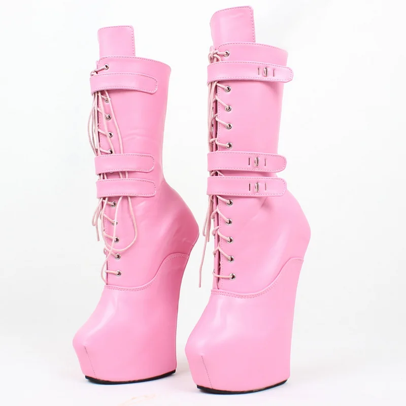2023 New Pony Heelless Knee High Boots,Fetish Platform Dancing Shoes,Men Cosplay Botas,20cm/7.8'',Big Size,Pink,Customized Color