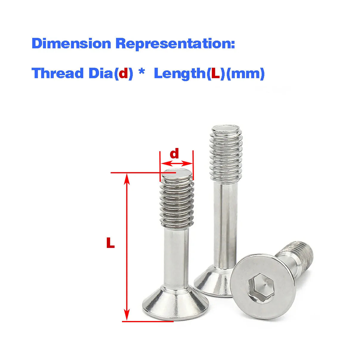 

304 Stainless Steel Countersunk Hexagon Socket Lock Screw/Flat Head Non-Release Half-Tooth Screw M3M4M5M6