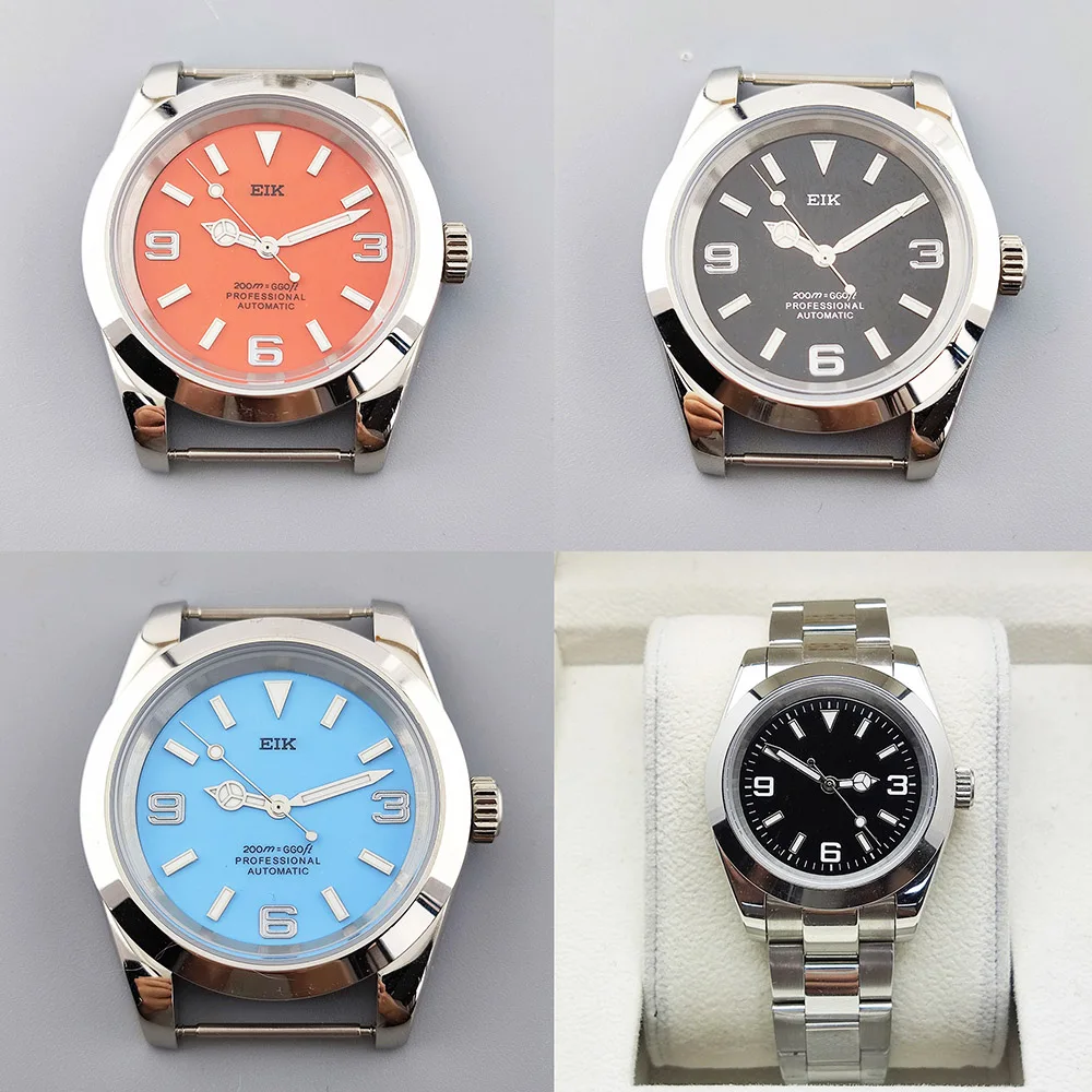 

NH35 Case 39mm Stainless Steel 316L Electroplated Polished Back Clear For NH35 NH36 Movement Watch S Dial Green Luminous