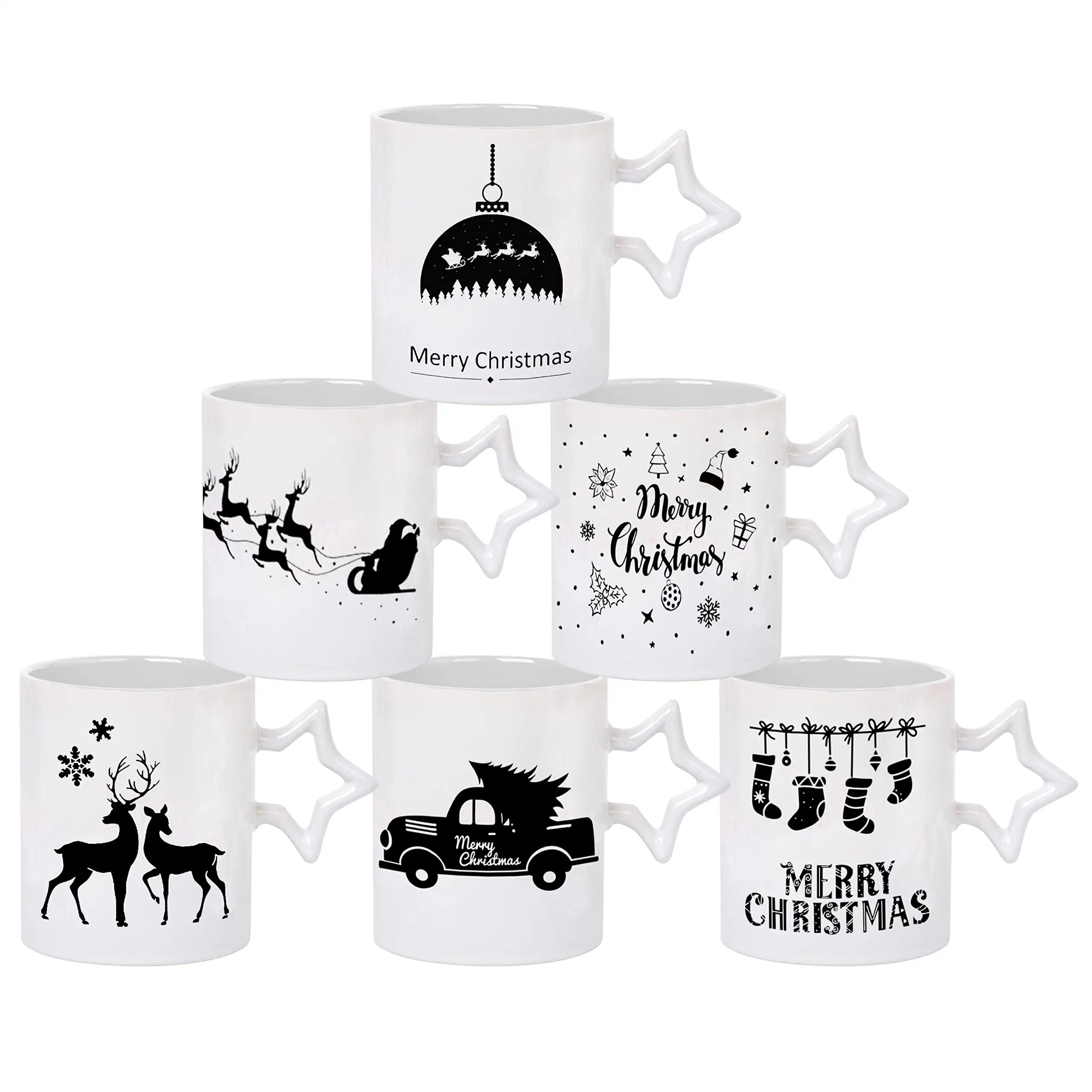 

Coffee Mug Set Set Of 6 Largesized 14 Ounce Theme Ceramic Coffee Mugs
