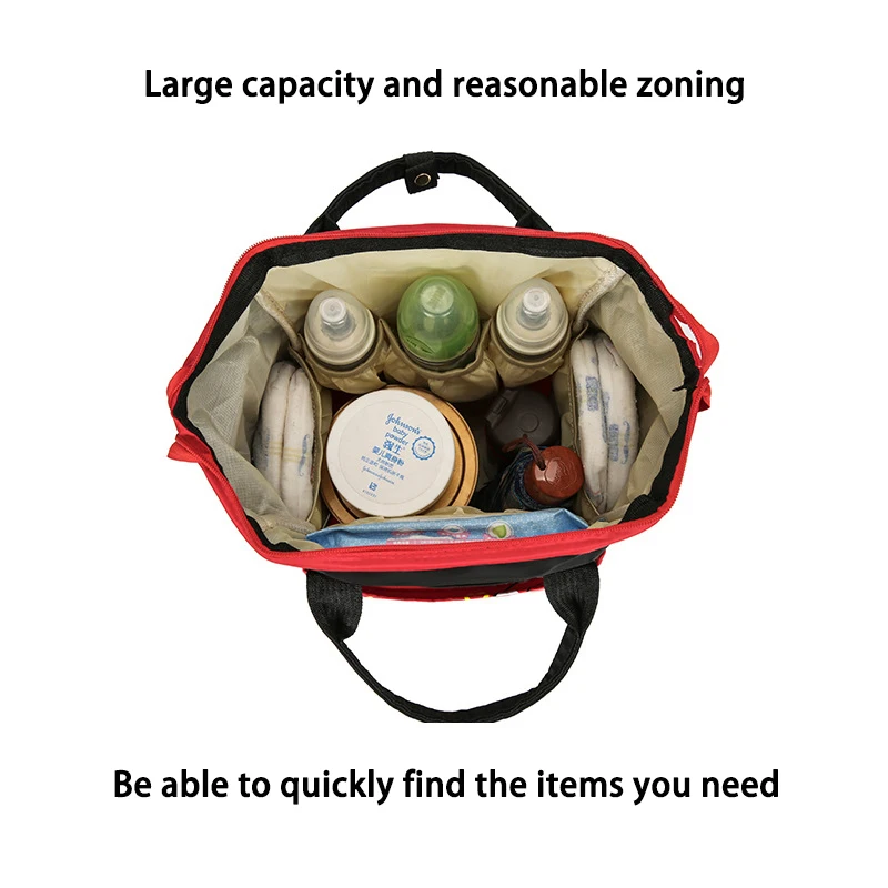 Disney Women Diaper Bag for Girl Large Capacity Multifunctional Waterproof Mickey Minnie Mouse Backpack Baby Durable Travel Bag