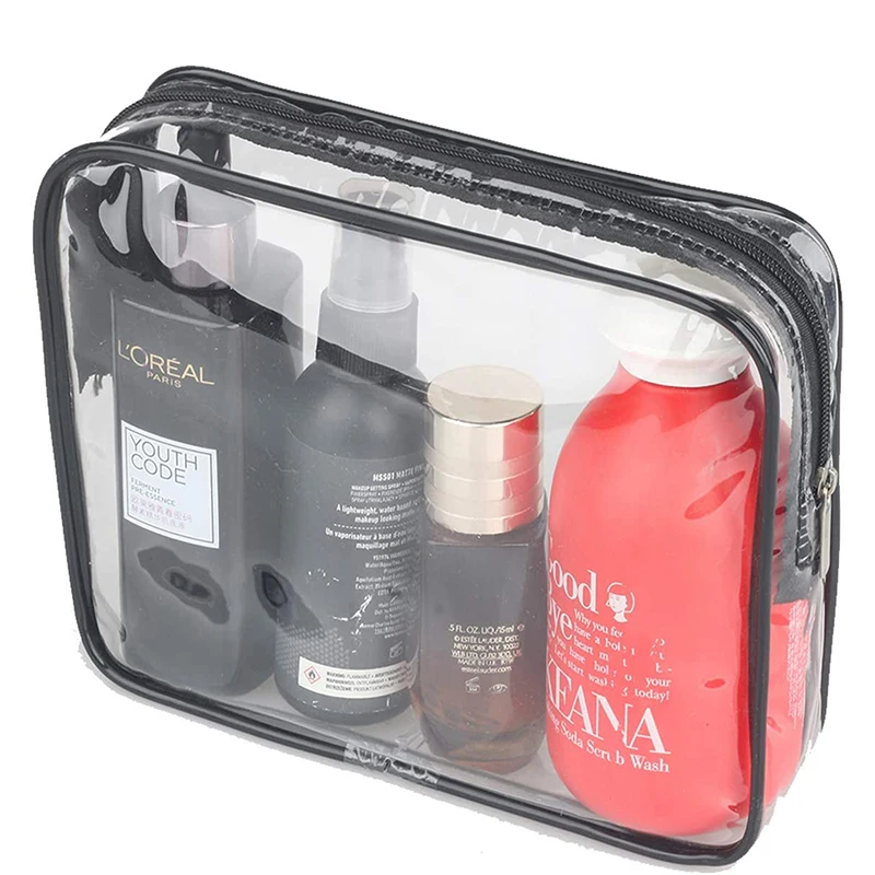 

3PCS PVC Travel Transparent Cases Clothes Toiletries Storage Bag Box Luggage Towel Suitcase Pouch Zip Bra Cosmetics Organizer