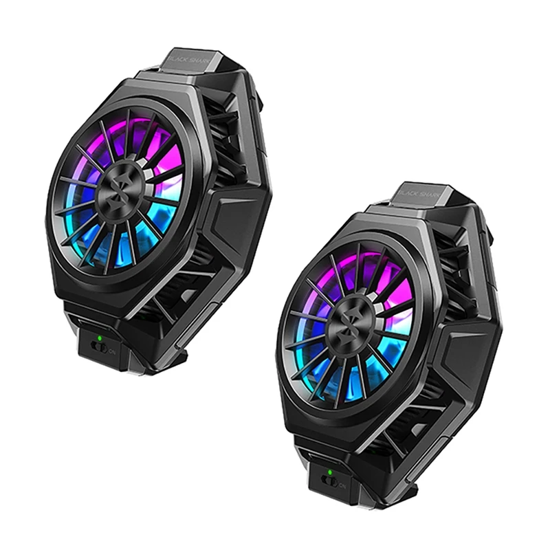 

2X Mobile Phone Heat Sink Gaming Cooling Fan For Iphone 12,Xiaomi POCO X3,Redmi Note 9 Pro Huawei Phone Cooler