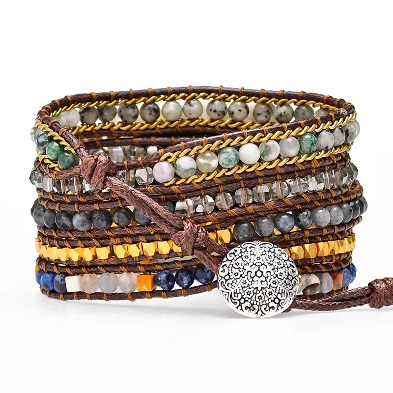 Handmade Boho Beads Gemstone Bracelet Strap For Fitbit Versa 2 3 Band Bohemian Rope Watchband For Fitbit Versa Lite/Fitbit Sense