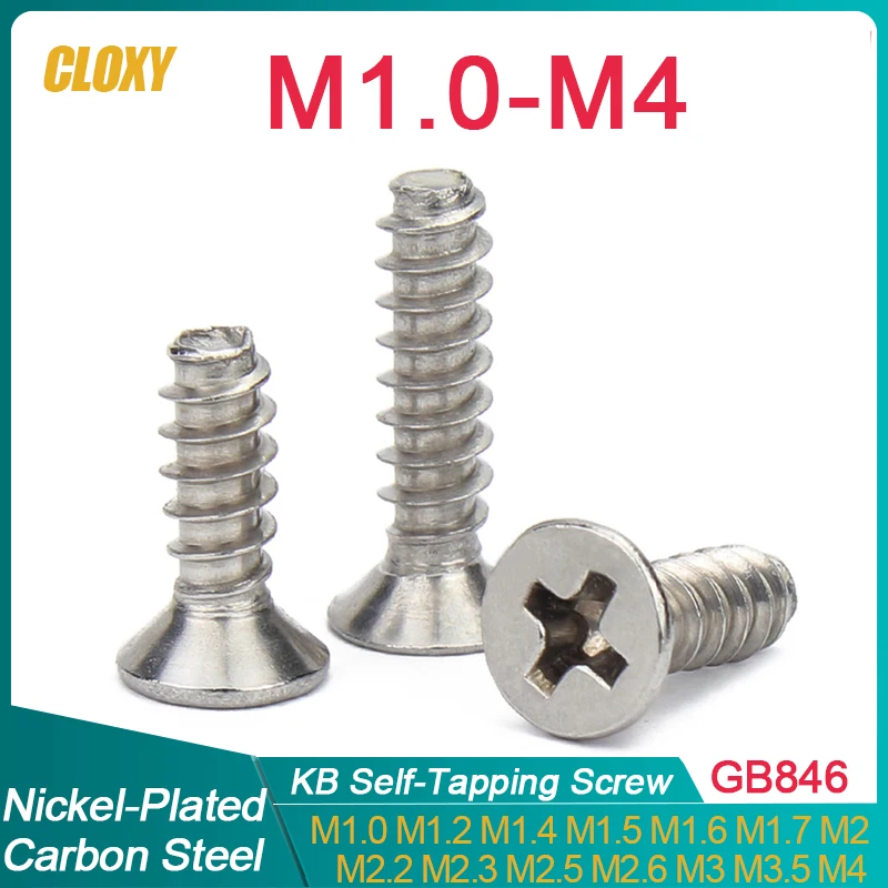 

100 ~ 500 шт. M1 M1.2 M1.4 M1.7 M2 M3 M4 Cross Phillips плоский утопленный саморез с потайной головкой