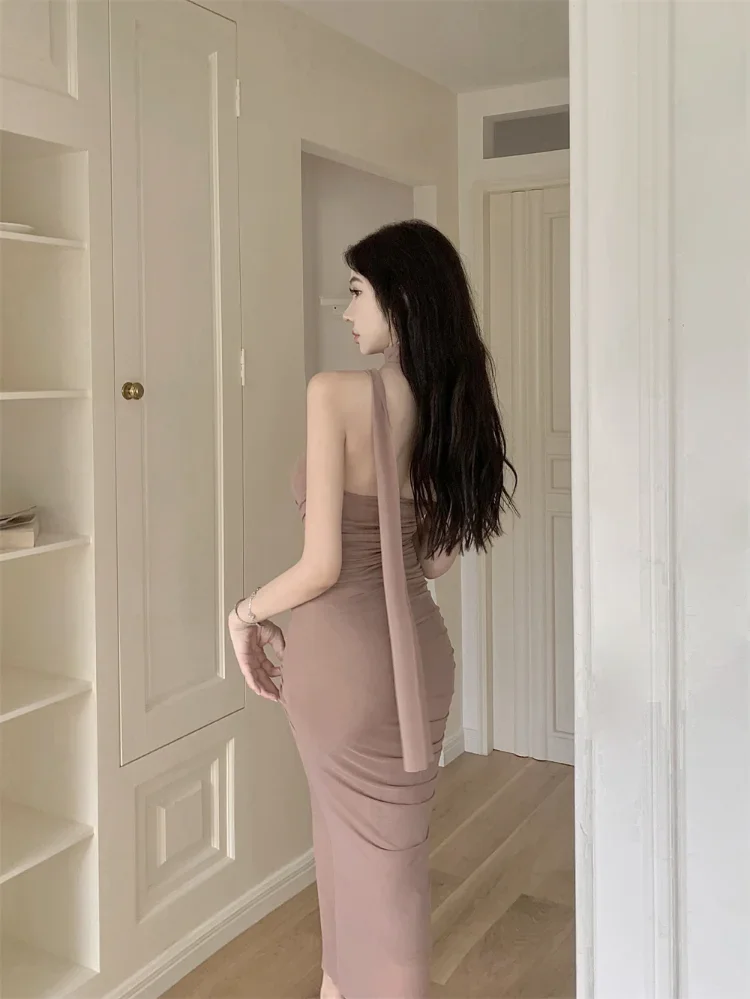 ogę eleganckie sukienki damskie bez rękawów ukośny kołnierzyk seksowna bandażowa siateczkowa patchworkowa marszczona sukienka na imprezę