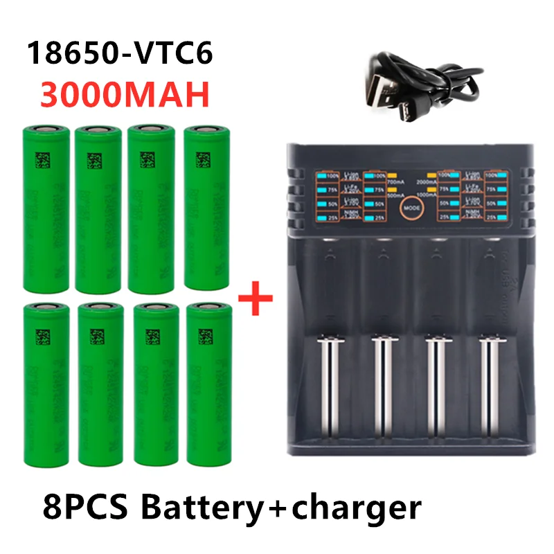 

100% New original 3.7V 3000 MAH Li ion 18650 battery for SONY us18650 vtc6 3000 mah 18650 battery 3.7V +1pcs Battery charger