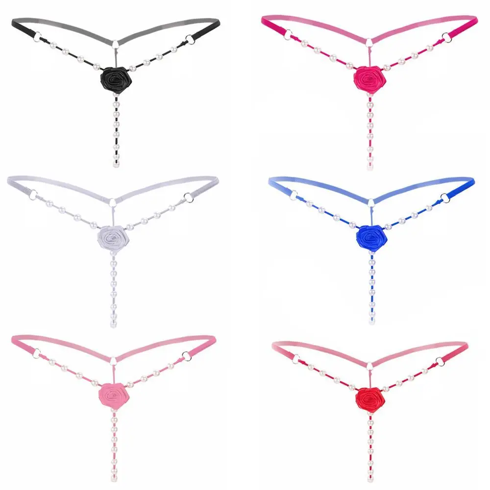 Сексуальное эротическое белье бикини с жемчугом женские стринги цветами