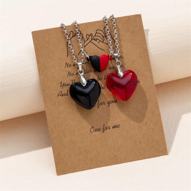 

1 Pair Lovers Love Pendant Magnetically Absorbed Necklace for Women Men Couple Natural Stone Crystal Quartz Fashion Jewelry Gift