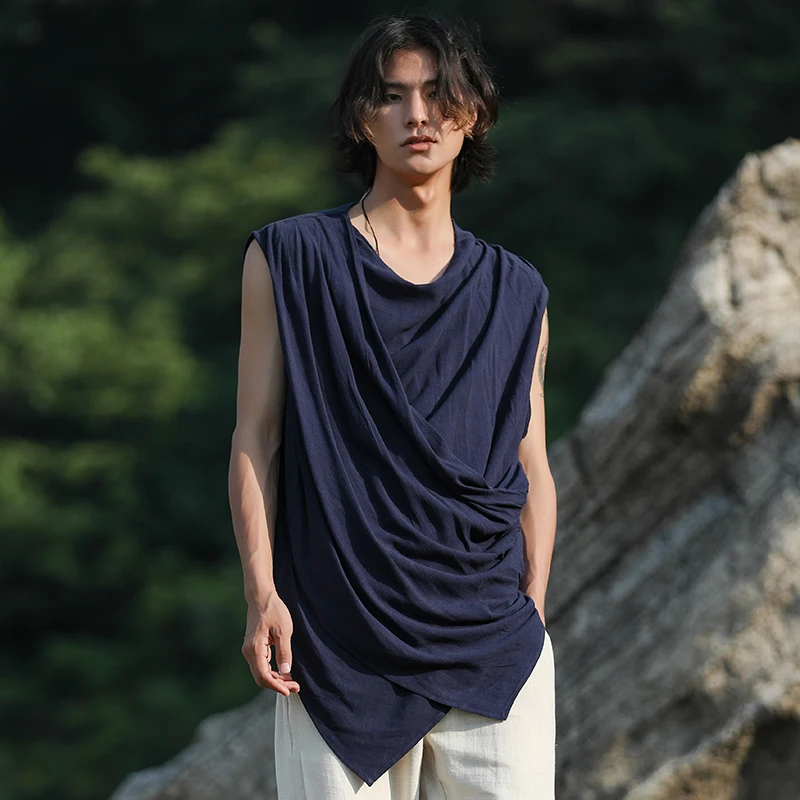 Льняной жилет Tang в стиле ретро