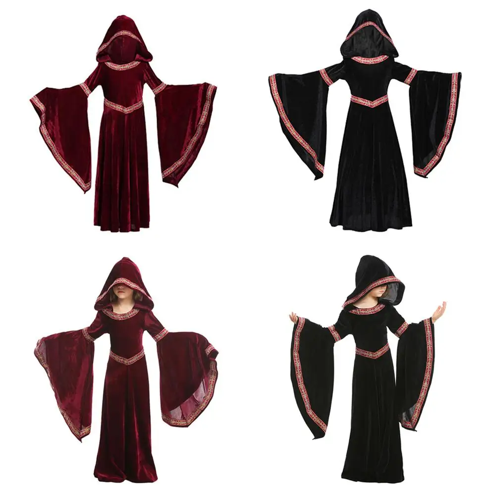 

Костюм принцессы средневековой для девочек, костюм принцессы эпохи Возрождения, средневековый косплей, платье ведьмы вампира, O3D1