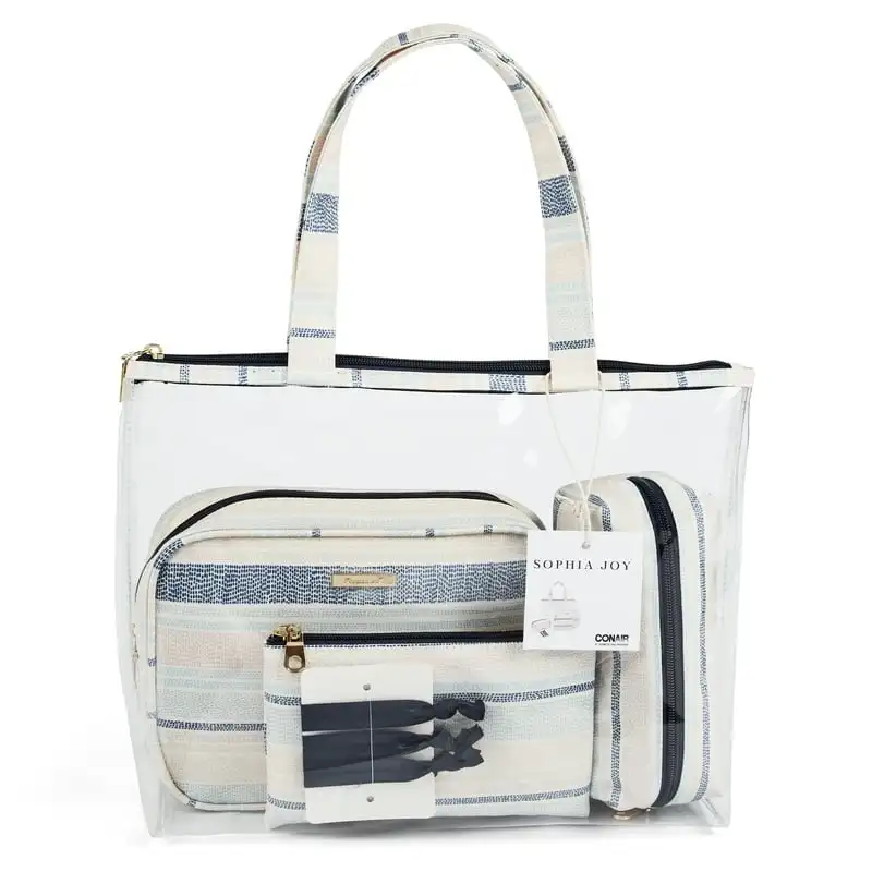 

7-Piece Cosmetic Bag with Patterned Handle