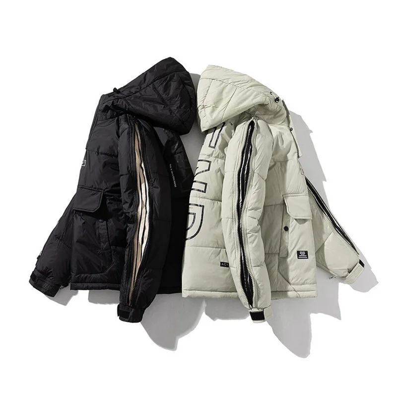 Didiboer Autumn and Winter Men's Hooded Jackets Mens Loose Pockets Parkas Casual Warm Parkas Jacket Cotton Coats Men Clothing