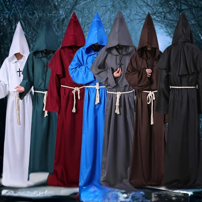 

Medieval Hooded Robe Unisex Christmas Carnival Robe Hooded Cloak Cosplay Costume Suit Adult Role-playing Decoration Clothing