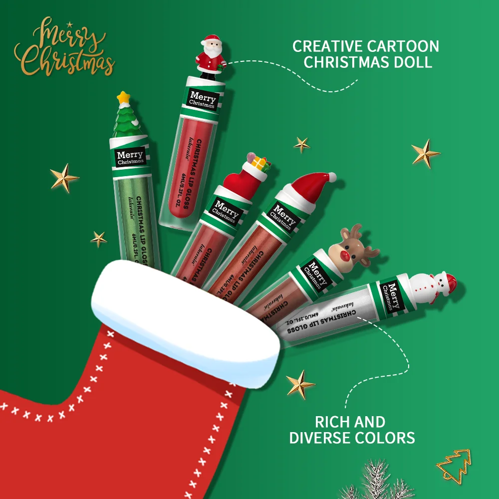 Рождественский красочный блеск для губ набор масел женский долговечная