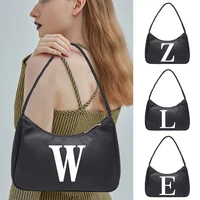 handle bag women retro handbag white letter print shoulder totes underarm top handle bag female small subaxillary bags clutch