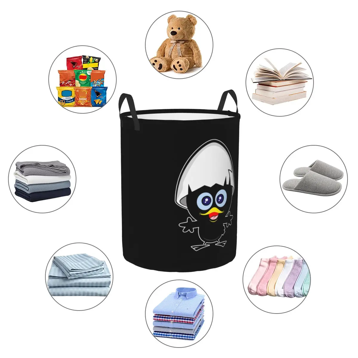 Корзина для белья Kawaii Calimero с черной курицей складная корзина мультяшным комиксом