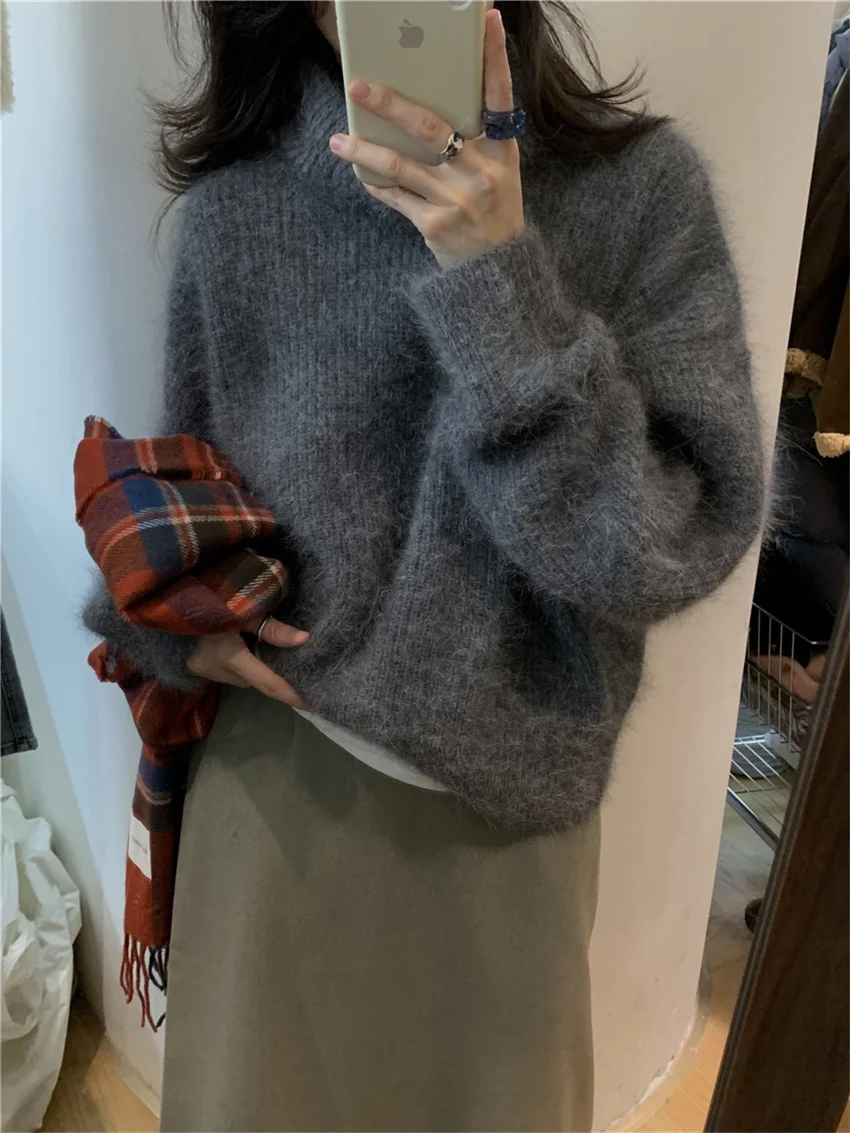 

New Winter Turtleneck Sweaters Women Full Sleeve Soft Chic Warm Office Lady Knitted Pullovers Fashion Casual All Match