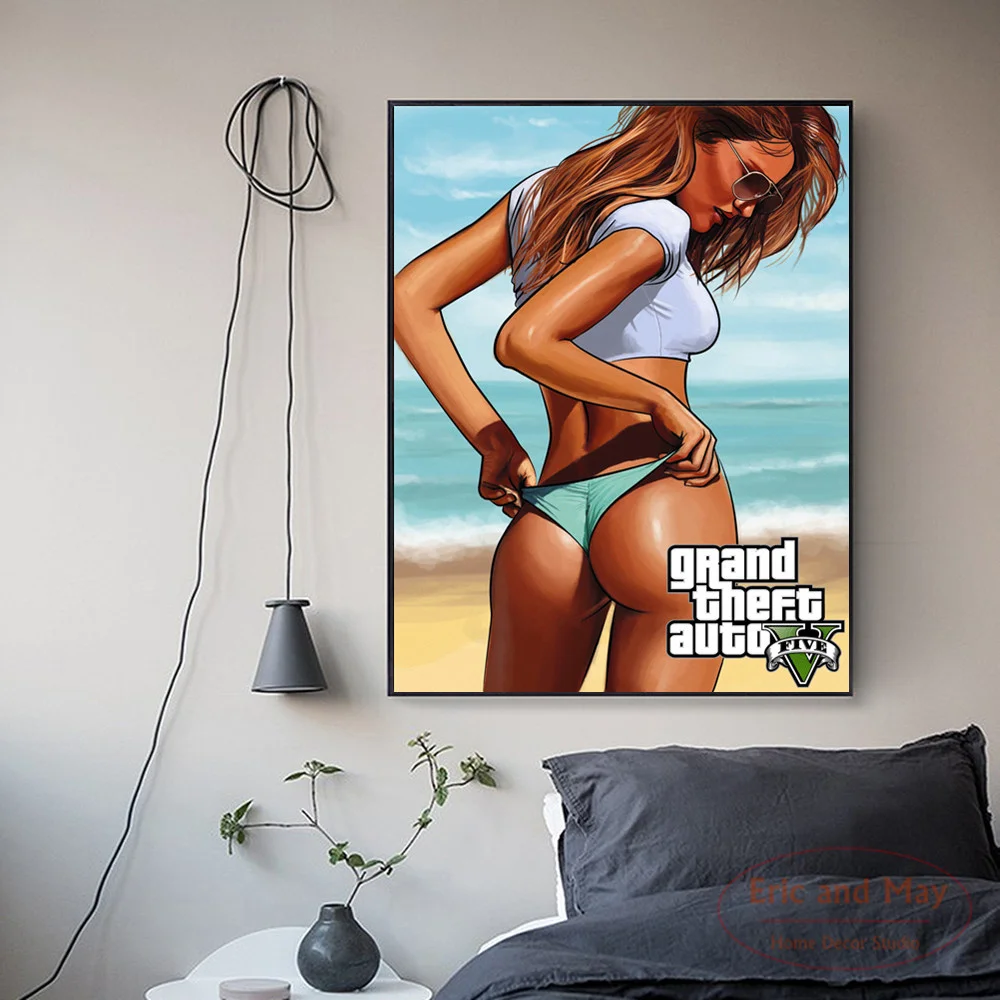 

GTA 5 San Andreas Vice City Vintage Wall Art Canvas Painting Poster Prints Pictures For Bedroom Decoration Home Oil Paintings