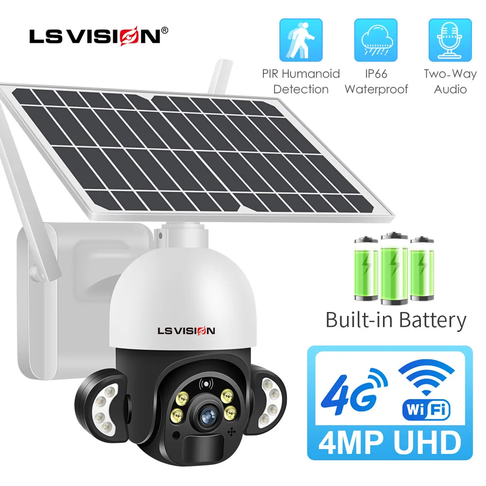 Камера Наружного видеонаблюдения LSVISION беспроводная Wi-Fi камера с питанием от
