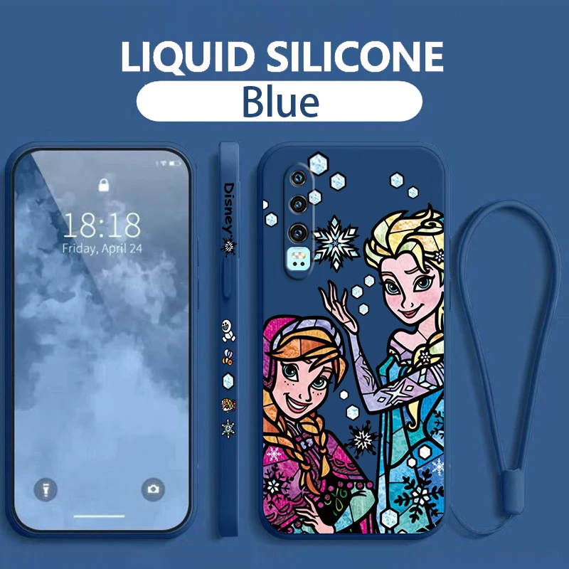 

Frozen Anna Elsa Princess Huawei Phone Case For Y9S Y9A Y9 Nova Y70 9 8 P50 P40 P30 P20 Pro Lite E 5G Liquid Left Rope