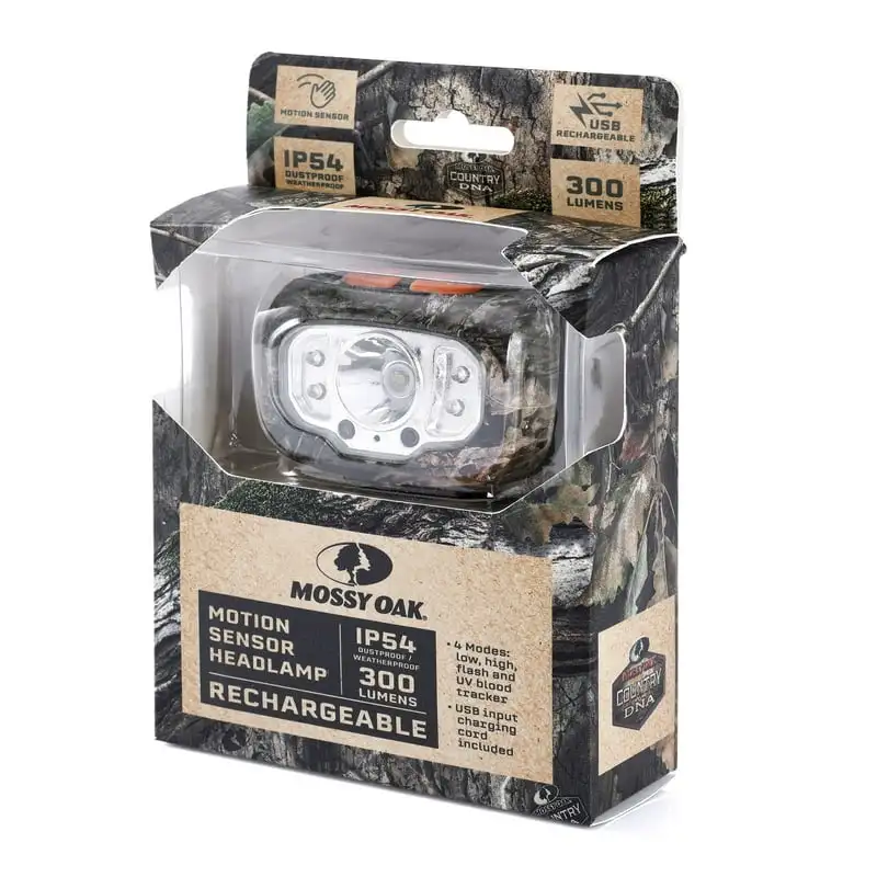 

300 Lumen Rechargeable Hunting Headlamp, Motion Sensor, UV Blood Tracker