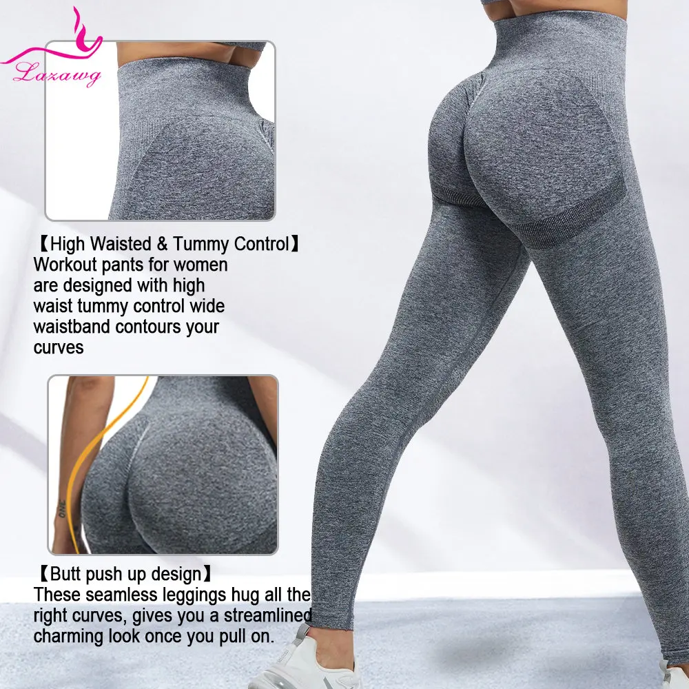 LAZAWG Yoga Pants for Women High Waist Slimming Leggings Seamless Belly Control Trousers Ladies Body Shaper Workout Gym Fitness