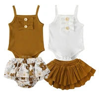 summer pit strip sling triangle romper ruffle skirt two piece childrens suit female
